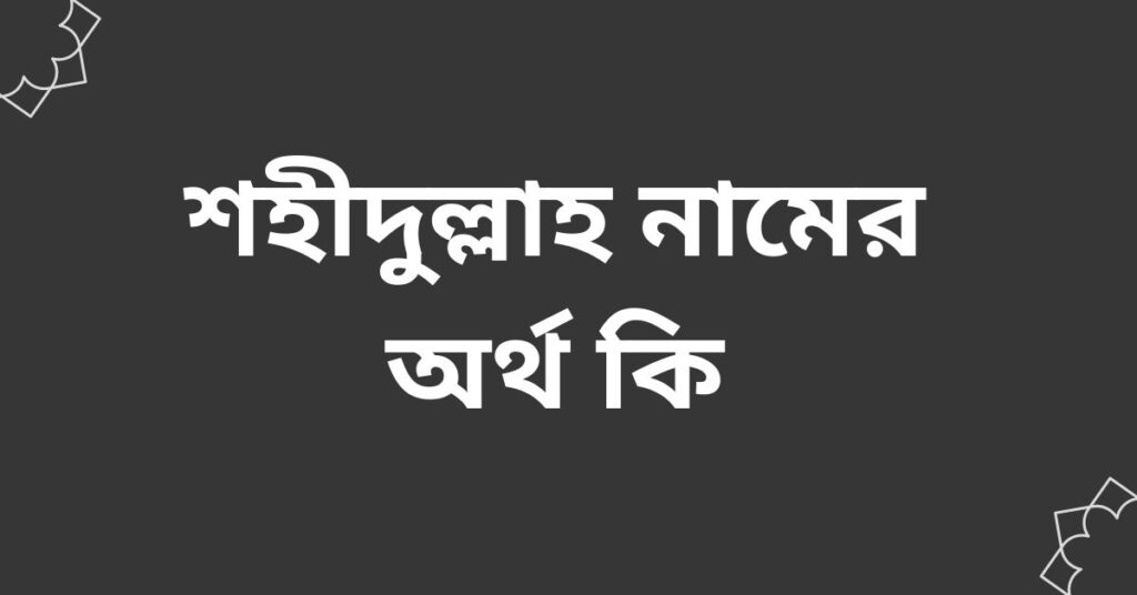 শহীদুল্লাহ নামের অর্থ কি